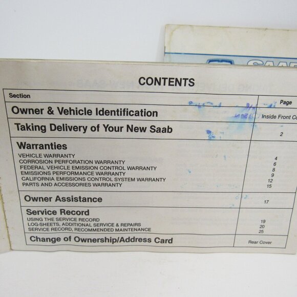 SAAB 900 1982 Owners Manual & Warranties/Service Record Booklet Preowned - Picture 4 of 11